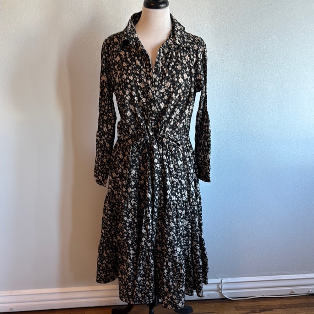 Floral Black Cotton Dress